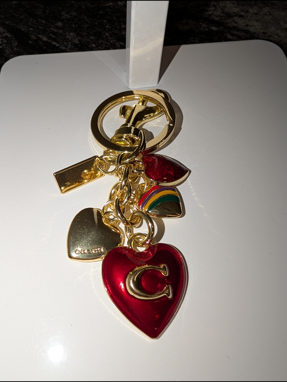 Coach Heart Mix Bag Charm — Gold Tone